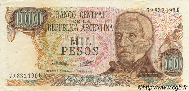 1000 Pesos ARGENTINA  1976 P.304c EBC