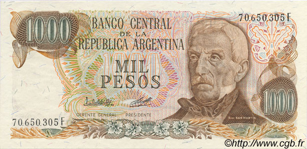 1000 Pesos ARGENTINA  1976 P.304c FDC