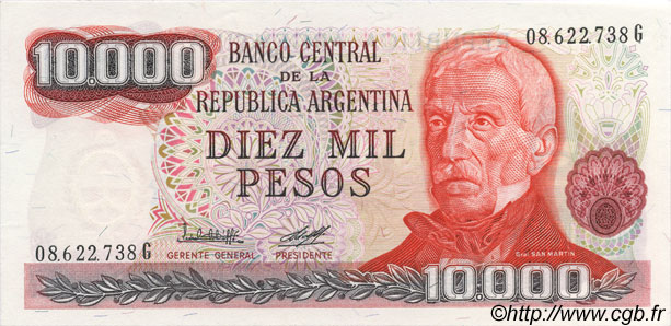 10000 Pesos ARGENTINA  1976 P.306a UNC