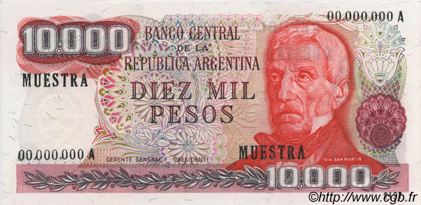 10000 Pesos Spécimen ARGENTINA  1976 P.306as SC