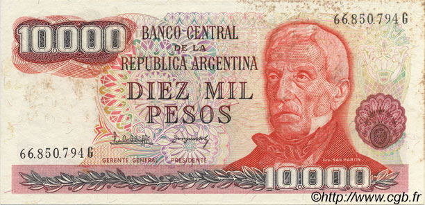 10000 Pesos ARGENTINA  1976 P.306b MBC