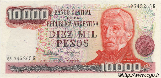 10000 Pesos ARGENTINA  1976 P.306b SC+