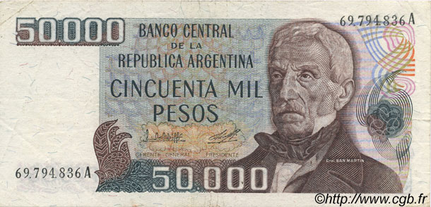 50000 Pesos ARGENTINA  1979 P.307 q.SPL