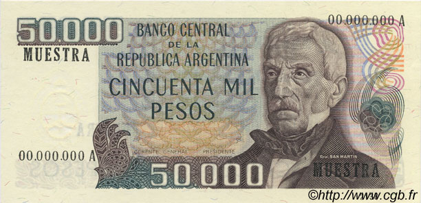 50000 Pesos Spécimen ARGENTINA  1979 P.307a UNC
