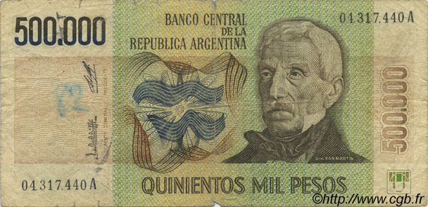 500000 Pesos ARGENTINA  1980 P.309 B