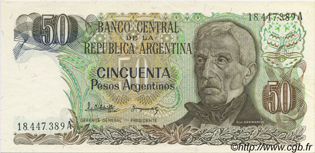 50 Pesos Argentinos ARGENTINA  1983 P.314a FDC