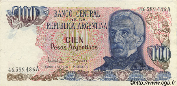 100 Pesos Argentinos ARGENTINIEN  1983 P.315a VZ