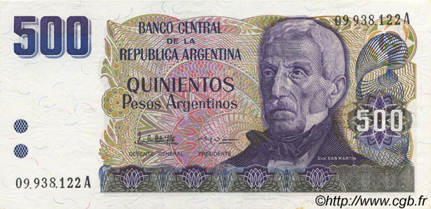 500 Pesos Argentinos ARGENTINA  1984 P.316a AU