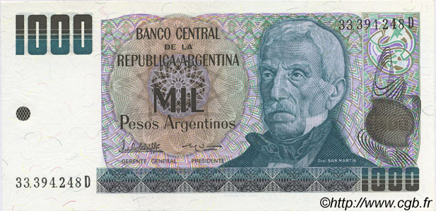 1000 Pesos Argentinos ARGENTINA  1983 P.317b UNC