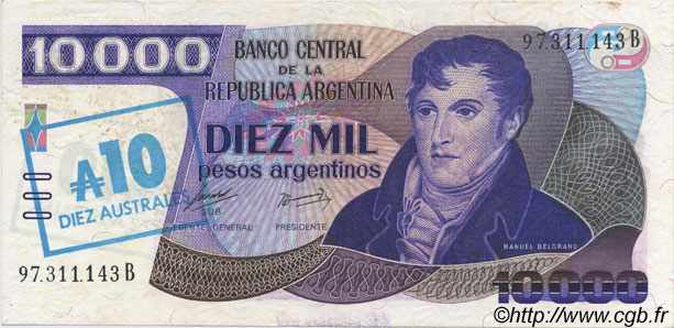 10 Australes ARGENTINA  1985 P.322c EBC