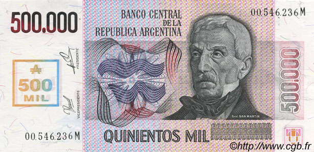 500000 Australes ARGENTINA  1990 P.333 UNC-