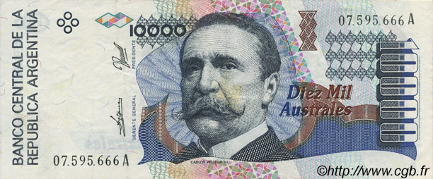 10000 Australes ARGENTINA  1989 P.334a EBC