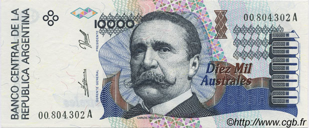 10000 Australes ARGENTINA  1989 P.334a FDC