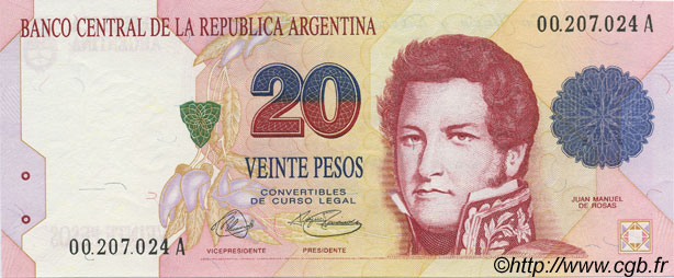 20 Pesos ARGENTINA  1992 P.343a FDC