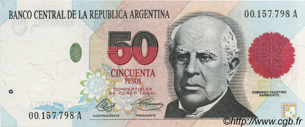 50 Pesos ARGENTINA  1992 P.344a UNC