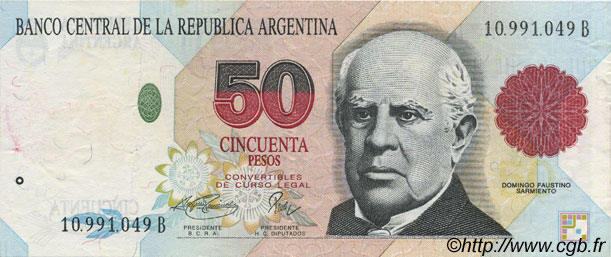 50 Pesos ARGENTINA  1992 P.344b XF