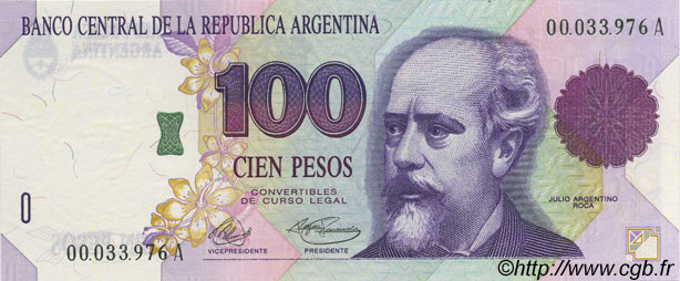 100 Pesos ARGENTINA  1992 P.345a FDC