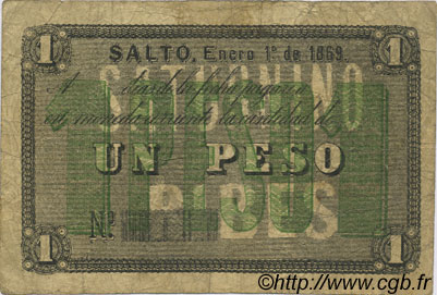 1 Peso ARGENTINA  1869 PS.-- MB