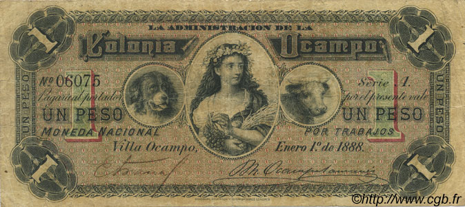 1 Peso ARGENTINA  1888 PS.-- F+