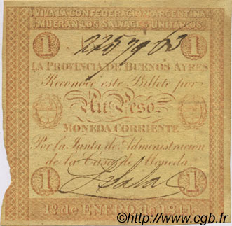 1 Peso ARGENTINA  1844 PS.0384a VF+