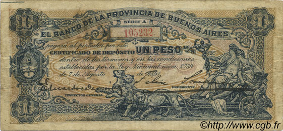 1 Peso ARGENTINE  1891 PS.0573a TB+