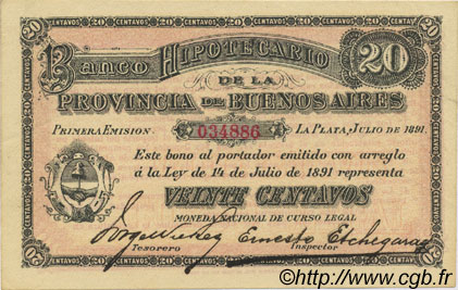 20 Centavos ARGENTINA  1891 PS.0613 SC+