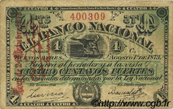 4 Centavos Fuertes ARGENTINA  1873 PS.0641c VF