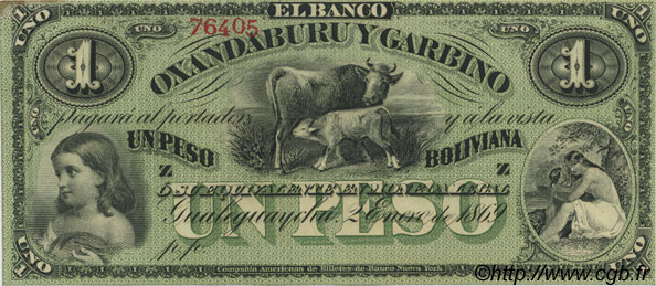 1 Peso Boliviana Non émis ARGENTINIEN  1869 PS.1782r fST+