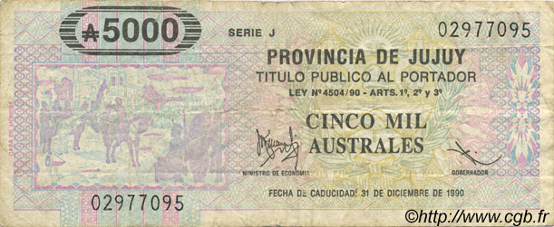 5000 Australes ARGENTINA  1986 PS.2412 BC+