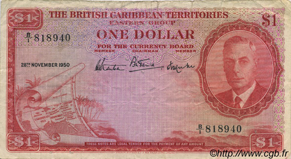 1 Dollar EAST CARIBBEAN STATES  1950 P.01 SS