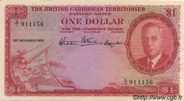 1 Dollar EAST CARIBBEAN STATES  1950 P.01 fST