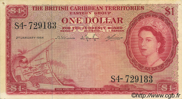 1 Dollar EAST CARIBBEAN STATES  1964 P.07c XF