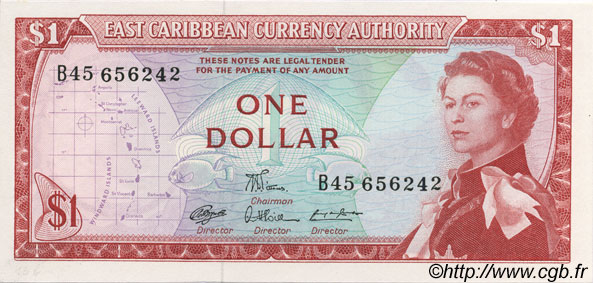 1 Dollar EAST CARIBBEAN STATES  1965 P.13d ST