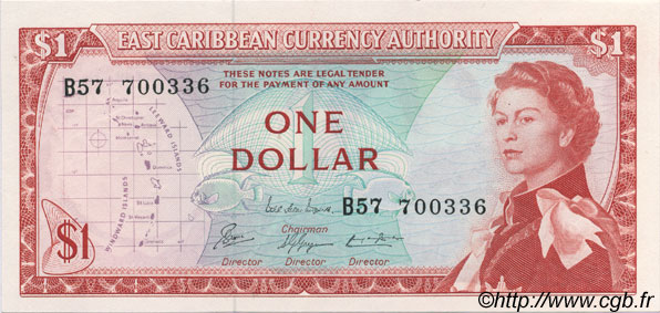 1 Dollar CARIBBEAN   1965 P.13e AU