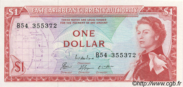 1 Dollar EAST CARIBBEAN STATES  1965 P.13e FDC