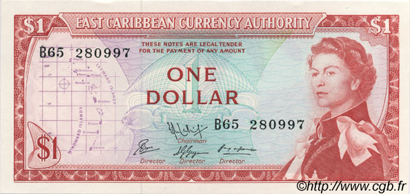 1 Dollar EAST CARIBBEAN STATES  1965 P.13f ST