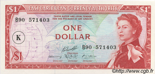 1 Dollar CARIBBEAN   1965 P.13k UNC