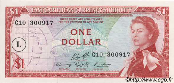 1 Dollar EAST CARIBBEAN STATES  1965 P.13l UNC