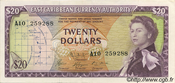 20 Dollars EAST CARIBBEAN STATES  1965 P.15e SPL
