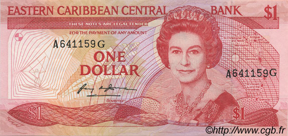 1 Dollar EAST CARIBBEAN STATES  1985 P.17g UNC
