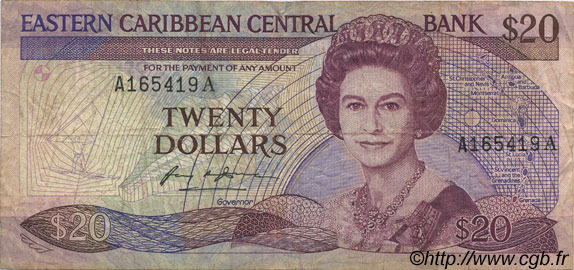 20 Dollars EAST CARIBBEAN STATES  1987 P.19a q.MB