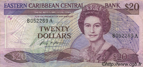 20 Dollars EAST CARIBBEAN STATES  1987 P.19a VF-