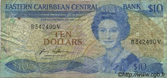 10 Dollars CARIBBEAN   1985 P.23v1 G