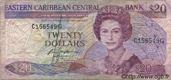 20 Dollars EAST CARIBBEAN STATES  1985 P.24g F