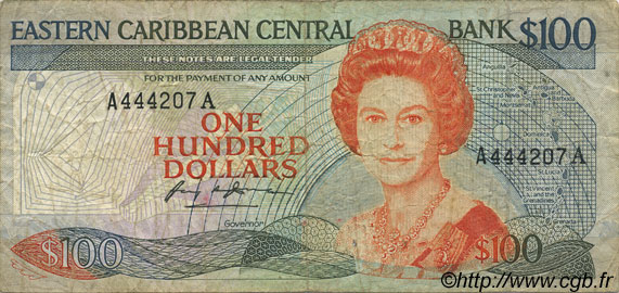 100 Dollars EAST CARIBBEAN STATES  1988 P.25a1 BC