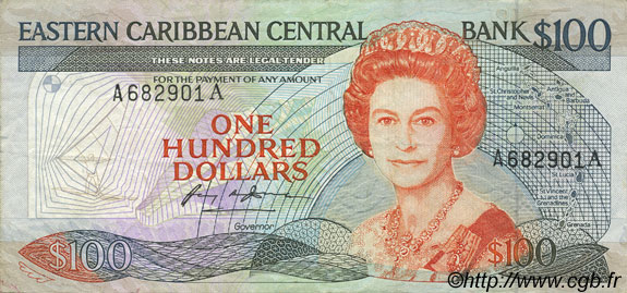 100 Dollars EAST CARIBBEAN STATES  1988 P.25a1 BB