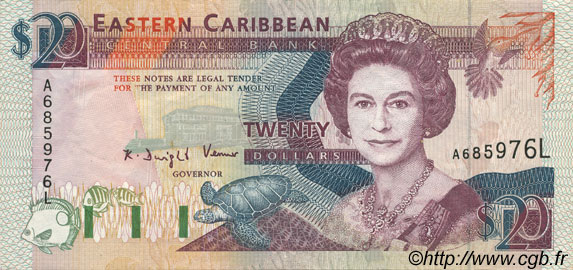 20 Dollars EAST CARIBBEAN STATES  1993 P.28l XF
