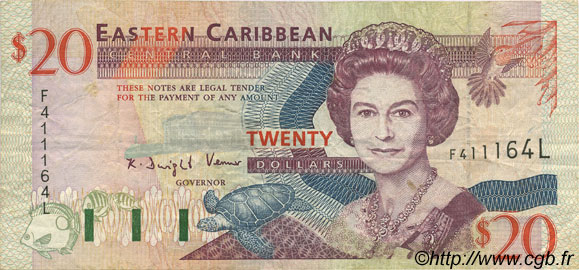 20 Dollars EAST CARIBBEAN STATES  1994 P.33l VF