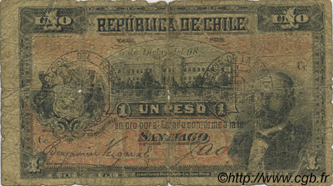 1 Peso CHILE  1898 P.015a P