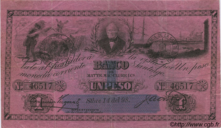 1 Peso CHILE
  1898 P.041 MBC